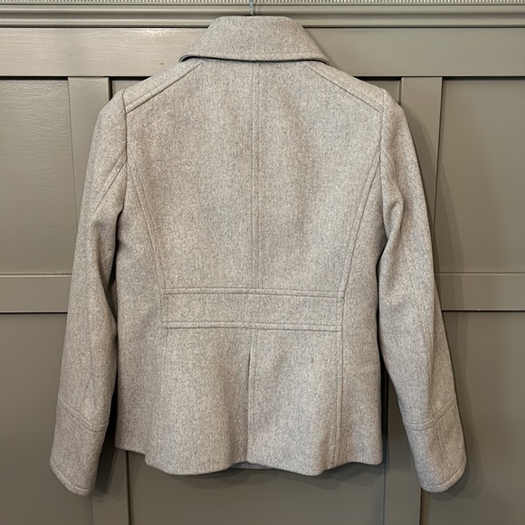 J. Crew Perennial Double Breasted Pea Coat 100% Wool By Nello Gori Sz 8 Oatmeal - Picture 9 of 13